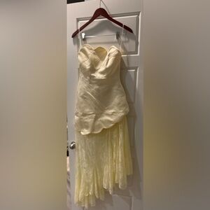 Meshki Lemon Asymmetrical Dress with Lace Detail